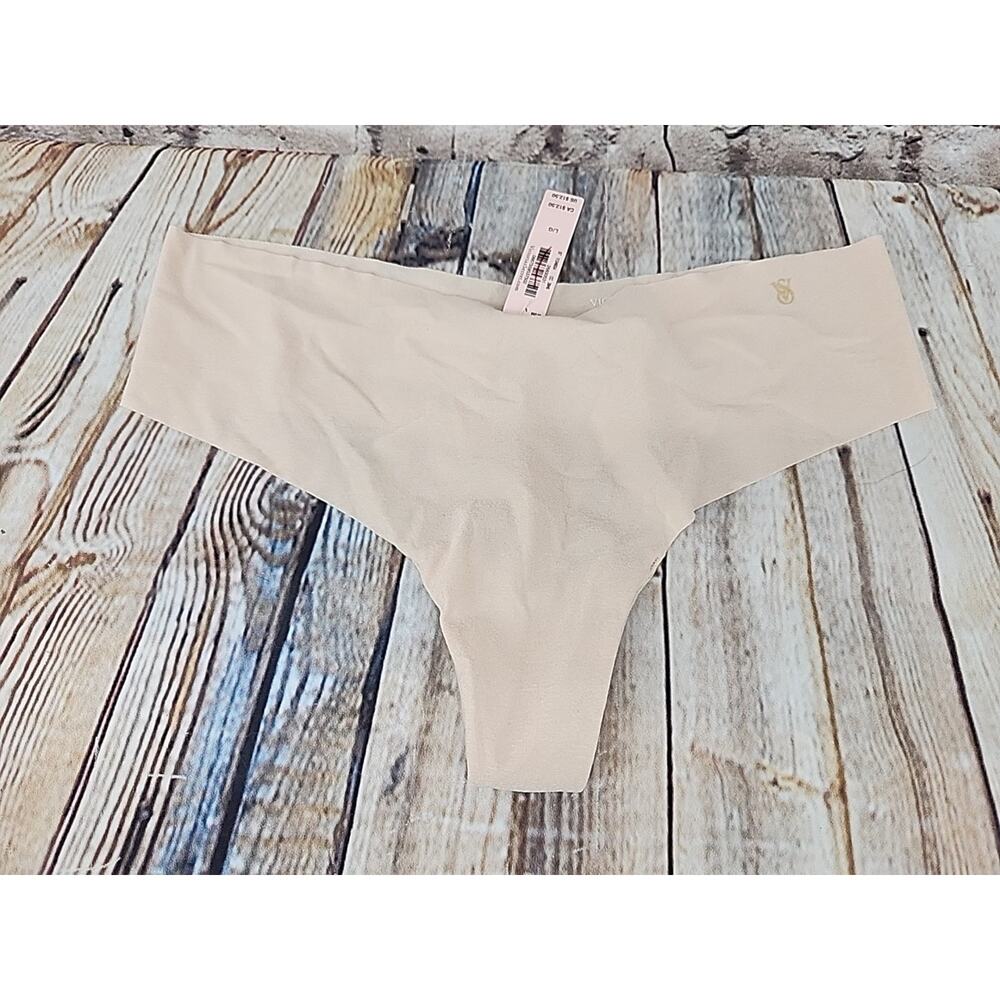 VS Victoria's Secret Thong Underwear Size Large NEW Beige Color
